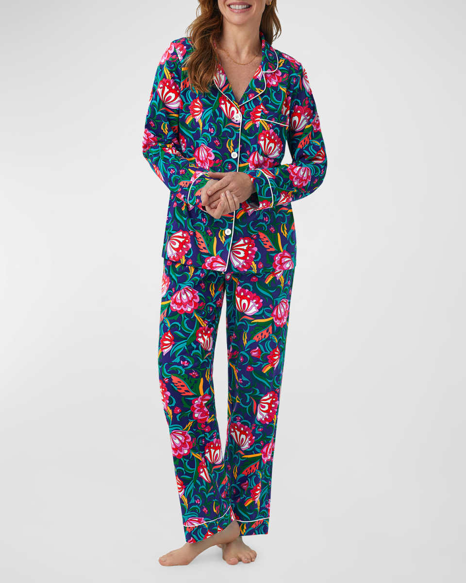 Floral-Print Organic Cotton Jersey Pajama Set